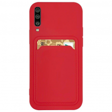 Dėklas su kišenėle kortelėms Card Case Samsung Galaxy A50 Raudonas