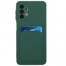 Dėklas su kišenėle kortelėms Card Case Samsung Galaxy A72 4G Tamsiai Žalias