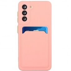 Dėklas su kišenėle kortelėms Card Case Samsung Galaxy S21 5G Rožinis