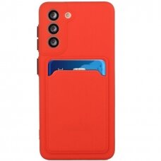 Dėklas su kišenėle kortelėms Card Case Samsung Galaxy S21+ 5G (S21 Plus 5G) Raudonas