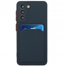 Dėklas su kišenėle kortelėms Card Case Samsung Galaxy S21+ 5G (S21 Plus 5G) Tamsiai Mėlynas