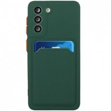 Dėklas su kišenėle kortelėms Card Case Samsung Galaxy S21+ 5G (S21 Plus 5G) Tamsiai Žalias