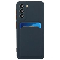 Dėklas su kišenėle kortelėms Card Case Samsung Galaxy S21 5G Tamsiai Mėlynas