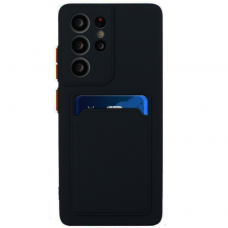 Dėklas su kišenėle kortelėms Card Case Samsung Galaxy S21 Ultra 5G Juodas