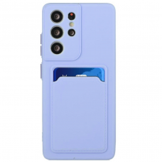 Dėklas su kišenėle kortelėms Card Case Samsung Galaxy S21 Ultra 5G Violetinis