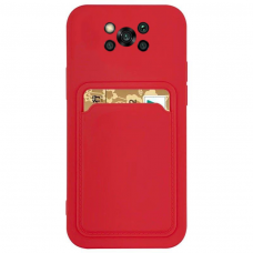 Dėklas su kišenėle kortelėms Card Case Xiaomi Poco X3 NFC Raudonas