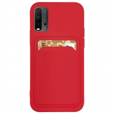 Dėklas su kišenėle kortelėms Card Case Xiaomi Redmi Note 10 5G / Poco M3 Pro Raudonas