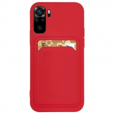 Dėklas su kišenėle kortelėms Card Case Xiaomi Redmi Note 10 / Redmi Note 10S Raudonas