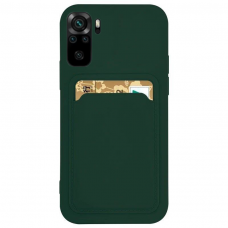 Dėklas su kišenėle kortelėms Card Case Xiaomi Redmi Note 10 / Redmi Note 10S Tamsiai Žalias