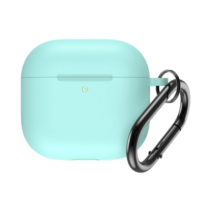 Silikoninis dėklas Airpods 4 su karabinu - mėtų