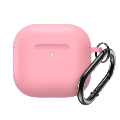 Silikoninis dėklas Airpods 4 su karabinu - rožinis