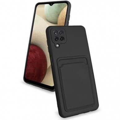 Dėklas su kišenėle kortelėms Card Case Samsung Galaxy A22 4G Juodas 1