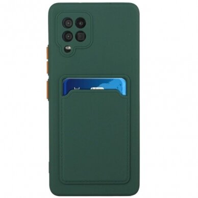 Dėklas su kišenėle kortelėms Card Case Samsung Galaxy A22 4G Tamsiai Žalias Dėklas su kišenėle kortelėms Card Case Samsung Galaxy A22 4G Tamsiai Žalias