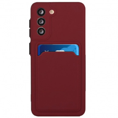 Dėklas su kišenėle kortelėms Card Case Samsung Galaxy S21+ 5G (S21 Plus 5G) Bordo