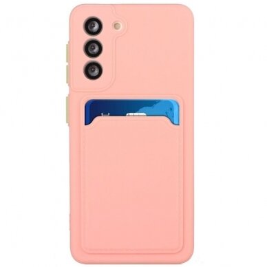 Dėklas su kišenėle kortelėms Card Case Samsung Galaxy S21+ 5G (S21 Plus 5G) Rožinis