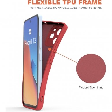 Silikonins Dėklas Soft silicone by X-level Xiaomi Redmi 12/Redmi Note 12R/Poco M6 Pro raudonas 4