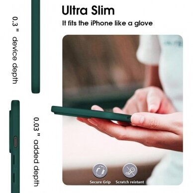 Silikonins Dėklas Slim Guard Apple iPhone 15 Plus tamsiai žalias 2