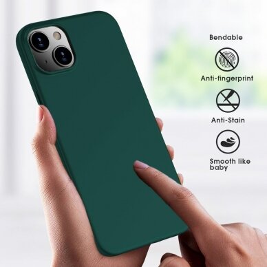 Silikonins Dėklas Slim Guard Apple iPhone 15 Plus tamsiai žalias 3
