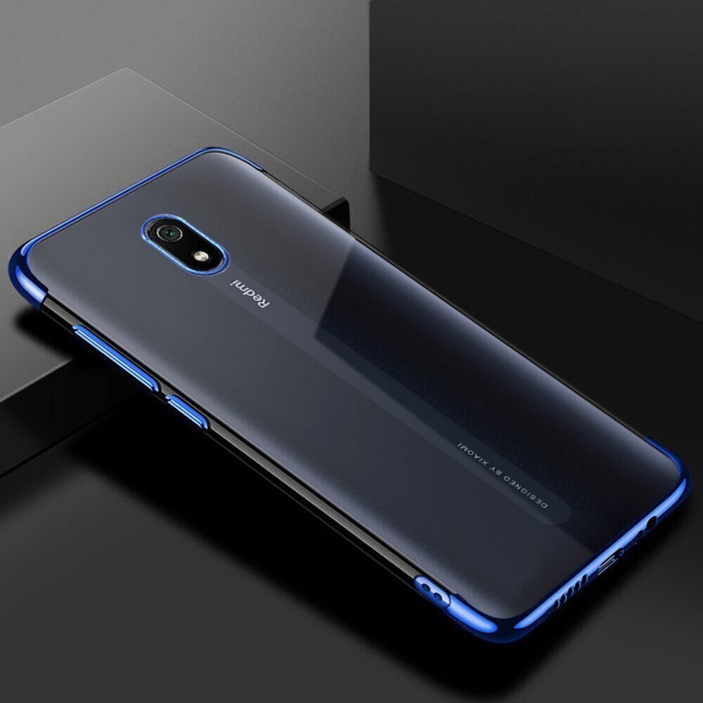 Skaidrus dėklas su spalvotu rėmeliu TPU Electroplating Xiaomi mi 8A mėlynas 1 Skaidrus dėklas su spalvotu rėmeliu TPU Electroplating Xiaomi mi 8A mėlynas 1