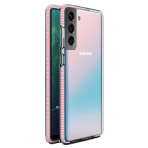 SKAIDRUS TPU DĖKLAS SU SPALVOTU RĖMU „SPRING CASE“ SAMSUNG GALAXY S21 ROŽINIS CGX0091