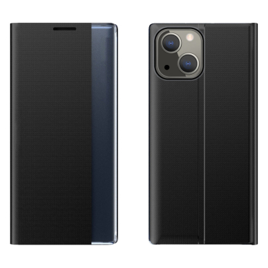 Atverčiamas dėklas New Sleep Case Bookcase iPhone 13 mini juodas Atverčiamas dėklas New Sleep Case Bookcase iPhone 13 mini juodas