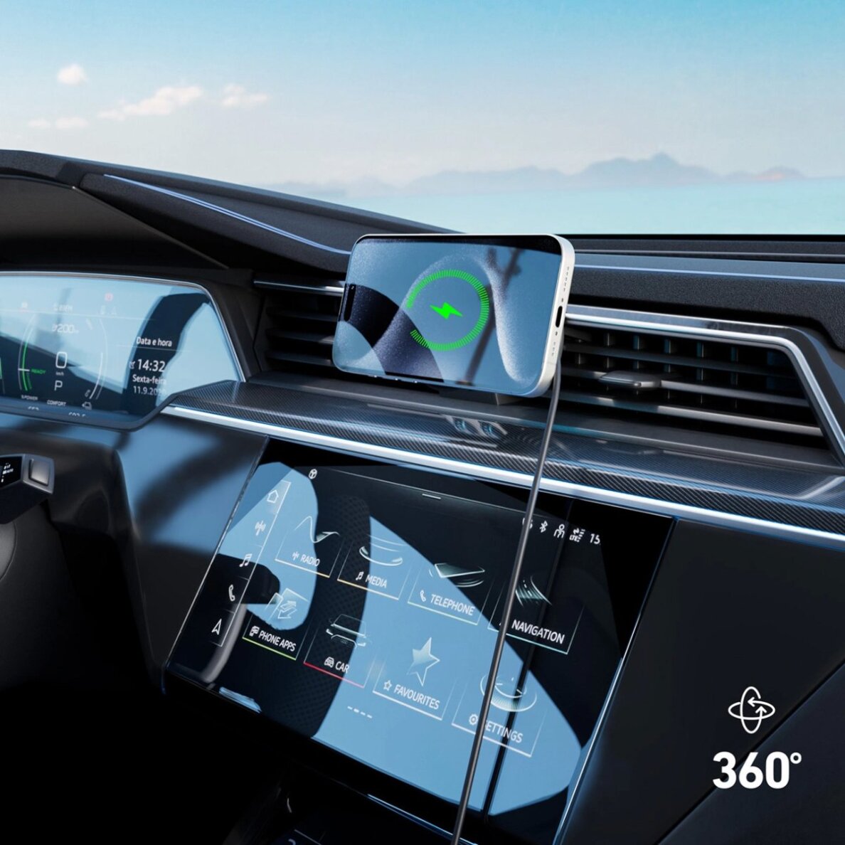 Telefono laikiklis su indukciniu įkrovikliu SBS TESUPFANWIR15W 15W vėdinimo angai su aušinimu – juodas 4