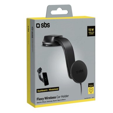 Telefono laikiklis su indukciniu įkrovikliu SBS TESUPPMAG15W2115W, suderinamas su MagSafe – juodas 1