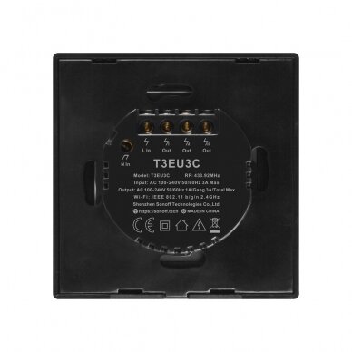 Sonoff T3EU3C-TX three-channel touch Wi-Fi wireless wall smart switches RF 433 MHz black (IM190314020) UGLX912 3