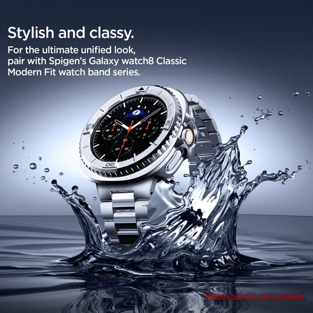 Samsung Galaxy Watch 8 Classic 46 mm Spigen Bezel Tune Pro Pilot dėklas – sidabrinis 14