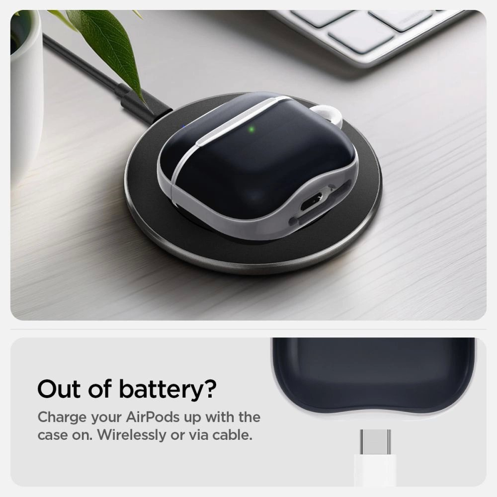 Spigen Classic C1 Dėklas AirPods 4 - Grapfito spalvos 12 Spigen Classic C1 Dėklas AirPods 4 - Grapfito spalvos 12