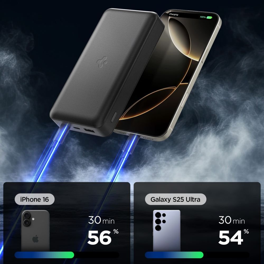 Išorinė baterija Spigen EA3030 30000mAh 30W – juoda 2