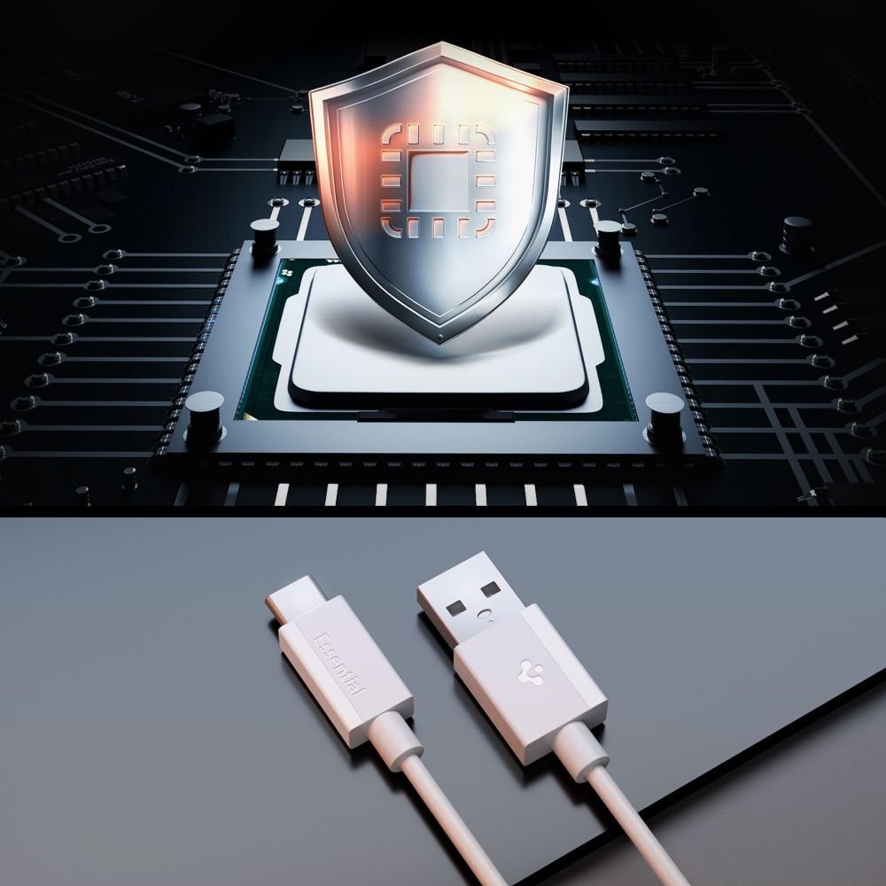 Krovimo kabelis Spigen EB6010AC USB-A / USB-C 60W 100 cm – baltas 4 Krovimo kabelis Spigen EB6010AC USB-A / USB-C 60W 100 cm – baltas 4