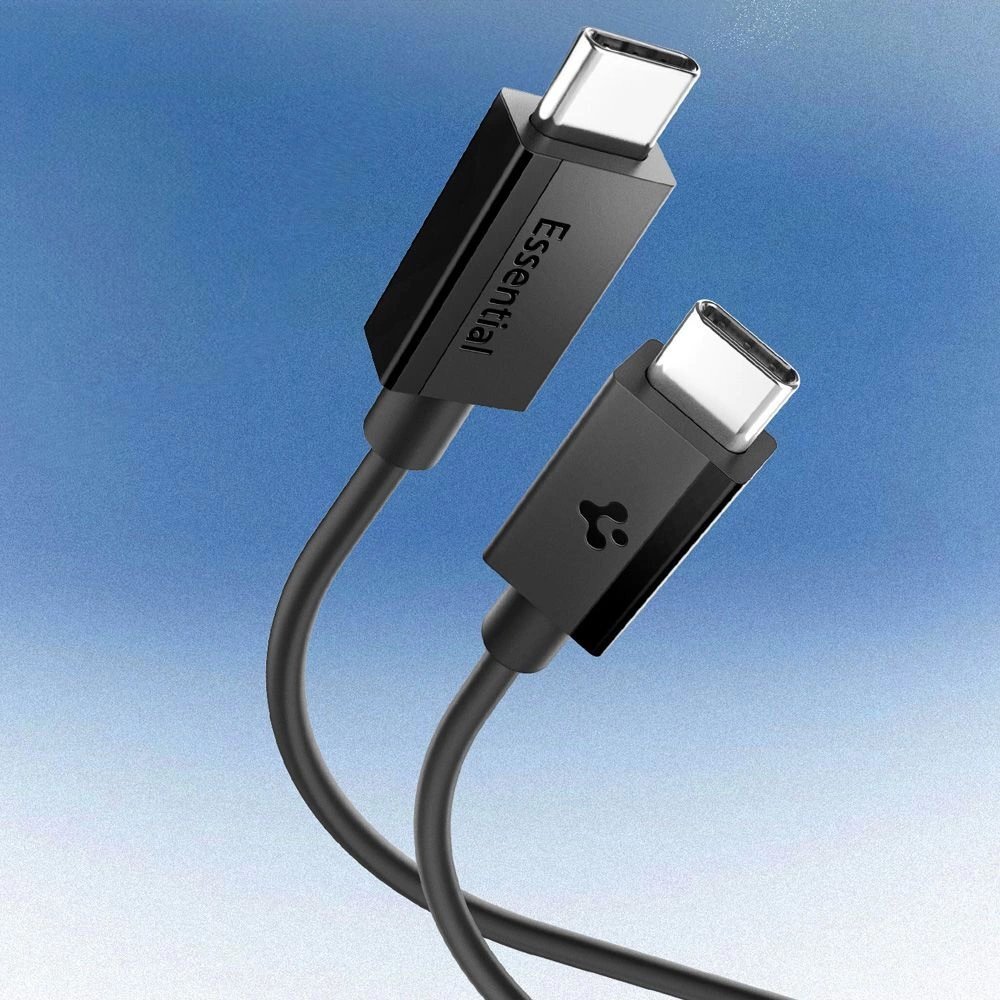 Krovimo kabelis Spigen EB6010CC USB-C 60W 100 cm – juodas 2 Krovimo kabelis Spigen EB6010CC USB-C 60W 100 cm – juodas 2