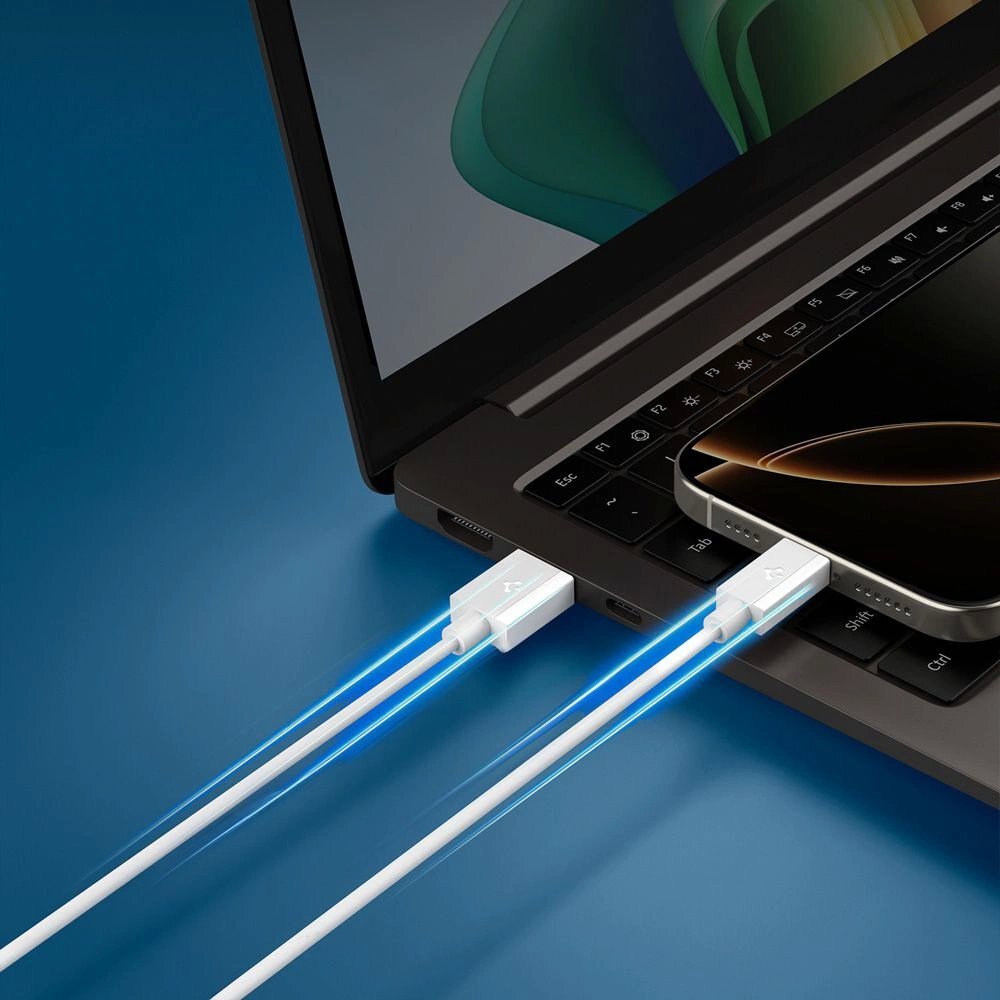 Krovimo kabelis Spigen EB6010CC USB-C 60W 200 cm – baltas 6