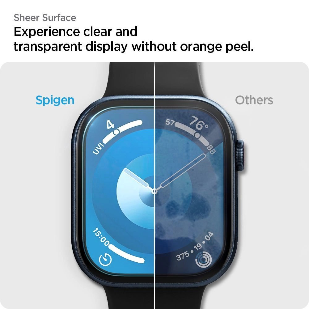 Spigen Elite Shield “EZ FIT” hibridinis stiklas 2 vnt. Apple Watch 10 (42 mm) – Skaidrus 9 Spigen Elite Shield “EZ FIT” hibridinis stiklas 2 vnt. Apple Watch 10 (42 mm) – Skaidrus 9
