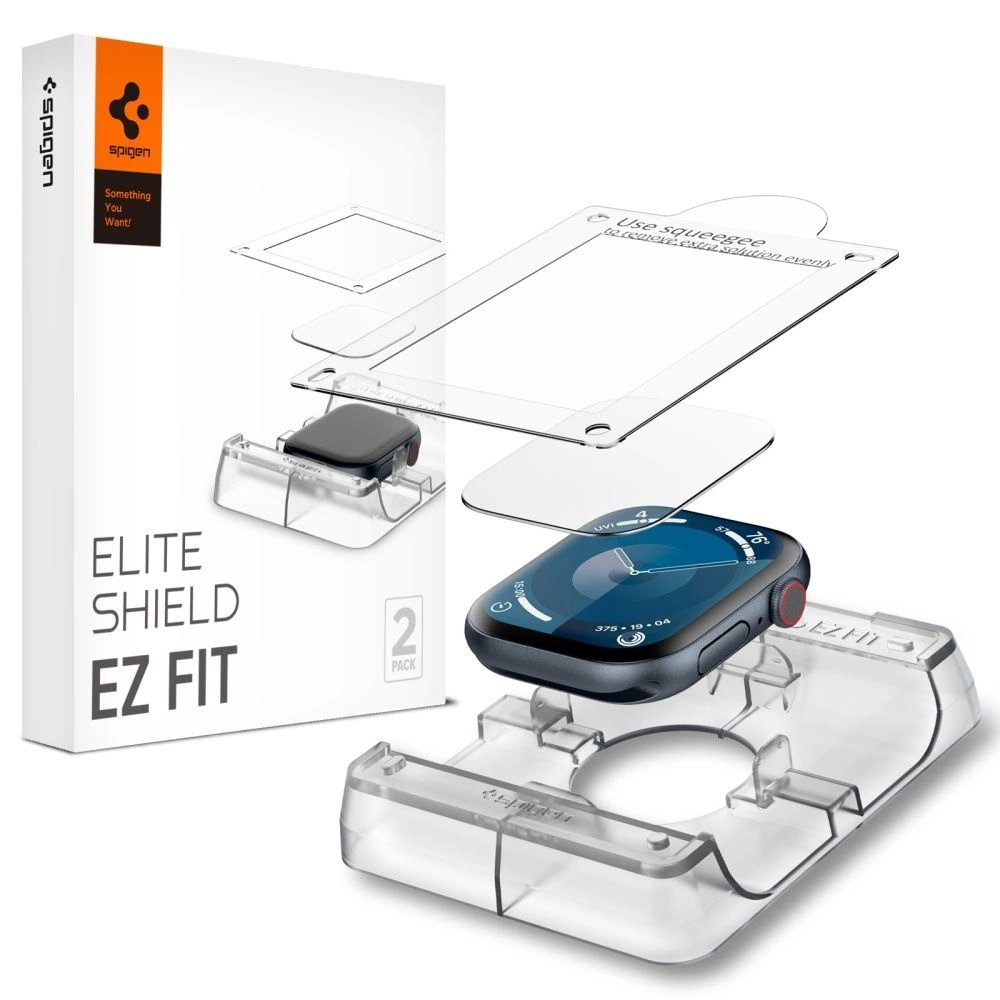 Spigen Elite Shield “EZ FIT” hibridinis stiklas 2 vnt. Apple Watch 10 (46 mm) – Skaidrus Spigen Elite Shield “EZ FIT” hibridinis stiklas 2 vnt. Apple Watch 10 (46 mm) – Skaidrus