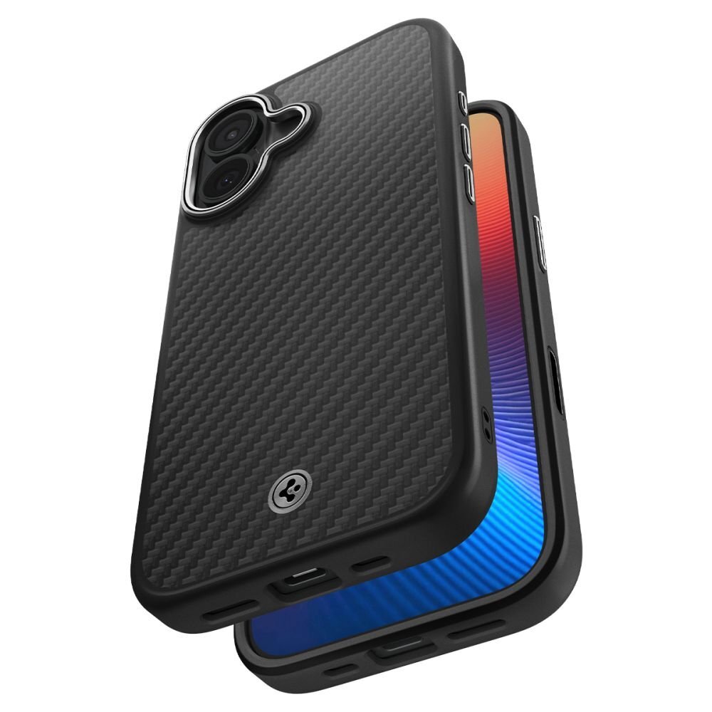 iPhone 17 dėklas Spigen Enzo Aramid "T" su MagSafe – juoda ir sidabrinė spalvos 6