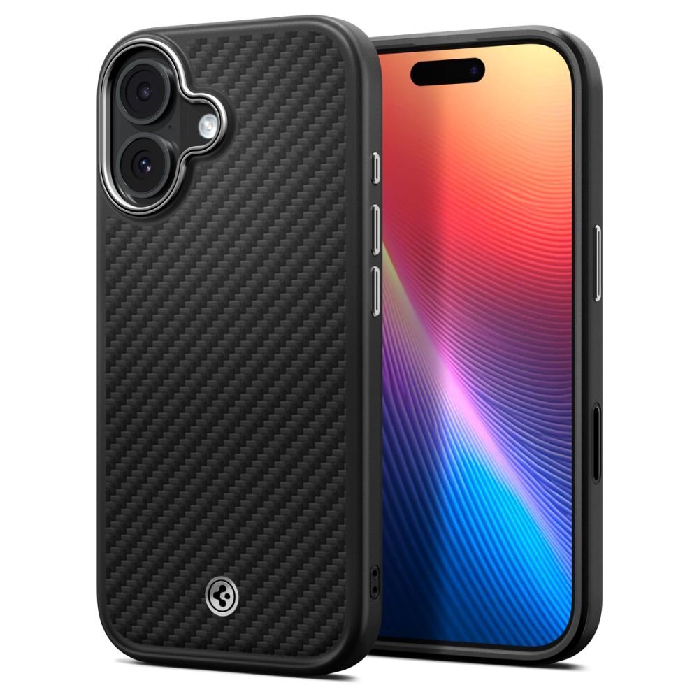 iPhone 17 dėklas Spigen Enzo Aramid "T" su MagSafe – juoda ir sidabrinė spalvos