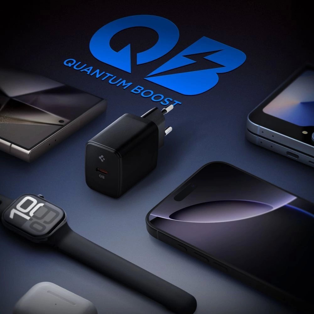 Sieninis įkroviklis Spigen Essential EE201EU USB-C 20W – juodas 3 Sieninis įkroviklis Spigen Essential EE201EU USB-C 20W – juodas 3