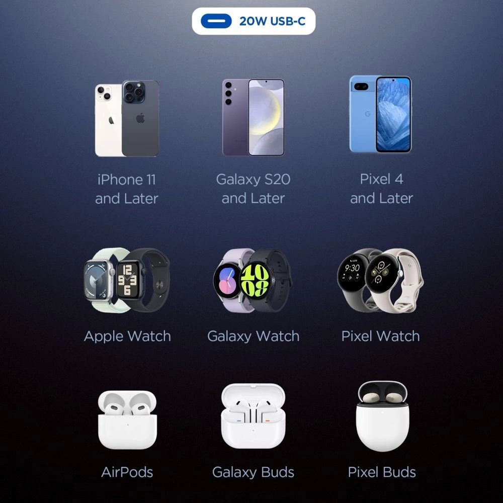 Sieninis įkroviklis Spigen Essential EE201EU USB-C 20W – juodas 4