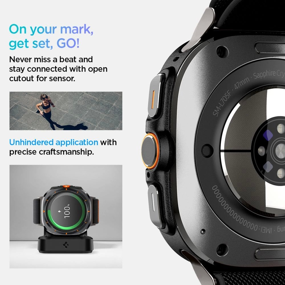 Galaxy Watch Ultra 47mm Spigen Fit Lite dirželis – juodas 12 Galaxy Watch Ultra 47mm Spigen Fit Lite dirželis – juodas 12
