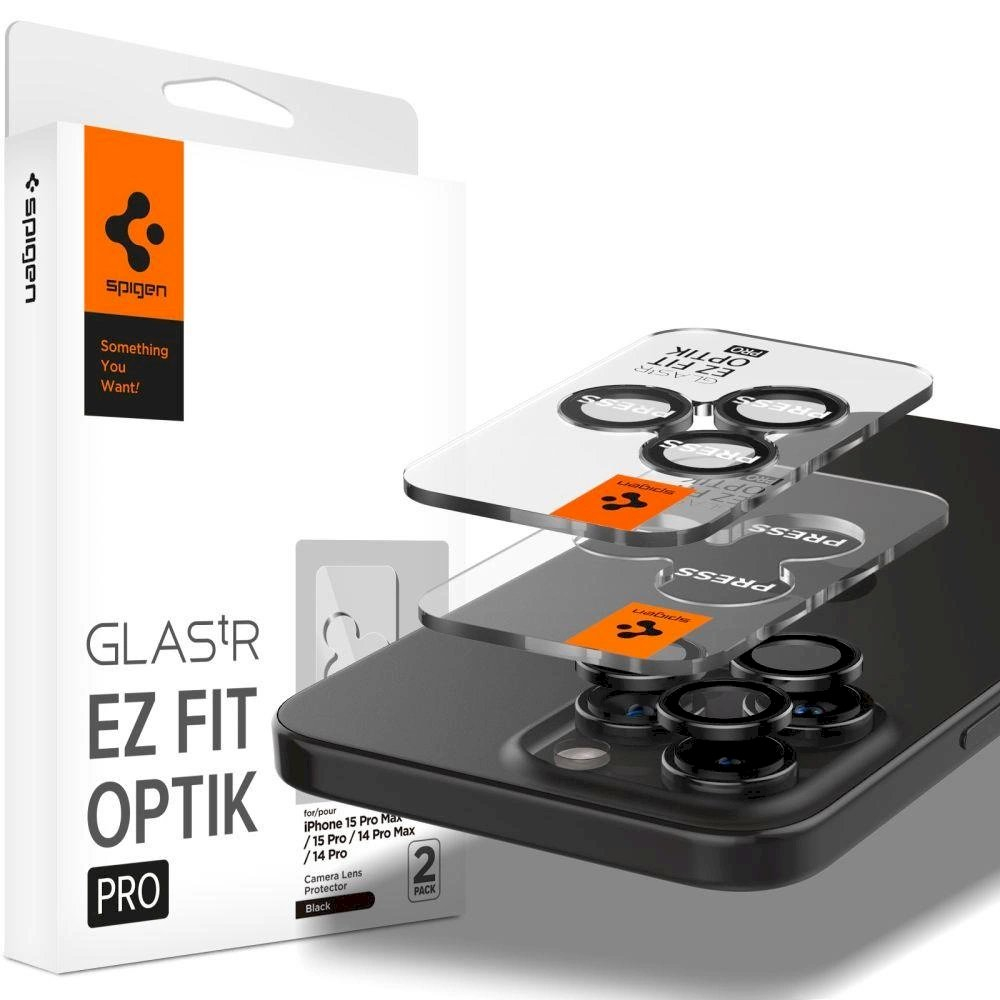 Spigen Glas.tR EZ Fit Optik Pro Kameros apsauga iPhone 15 Pro / 15 Pro Max - 2 vnt. 4 Spigen Glas.tR EZ Fit Optik Pro Kameros apsauga iPhone 15 Pro / 15 Pro Max - 2 vnt. 4