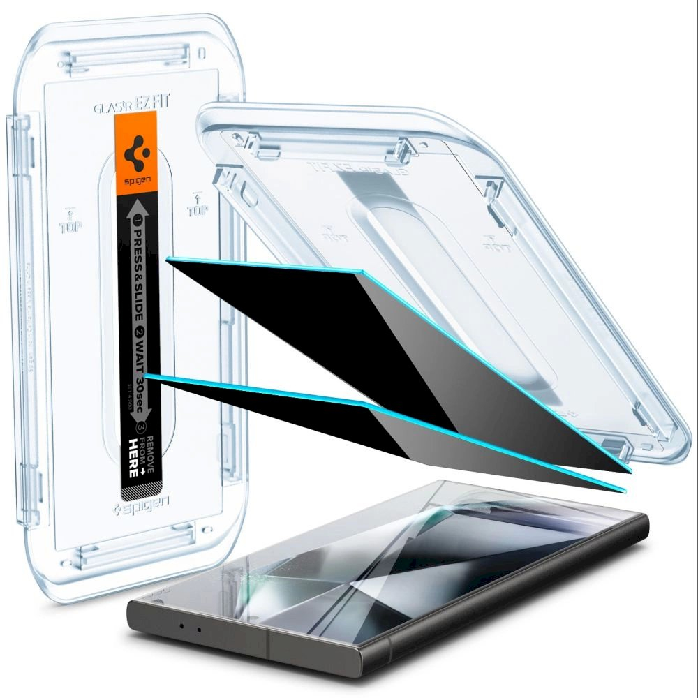 Spigen Glas.tR EZ Fit Privacy Apsauginis stiklas for Samsung Galaxy S24 Ultra - 2 pcs. 8 Spigen Glas.tR EZ Fit Privacy Apsauginis stiklas for Samsung Galaxy S24 Ultra - 2 pcs. 8