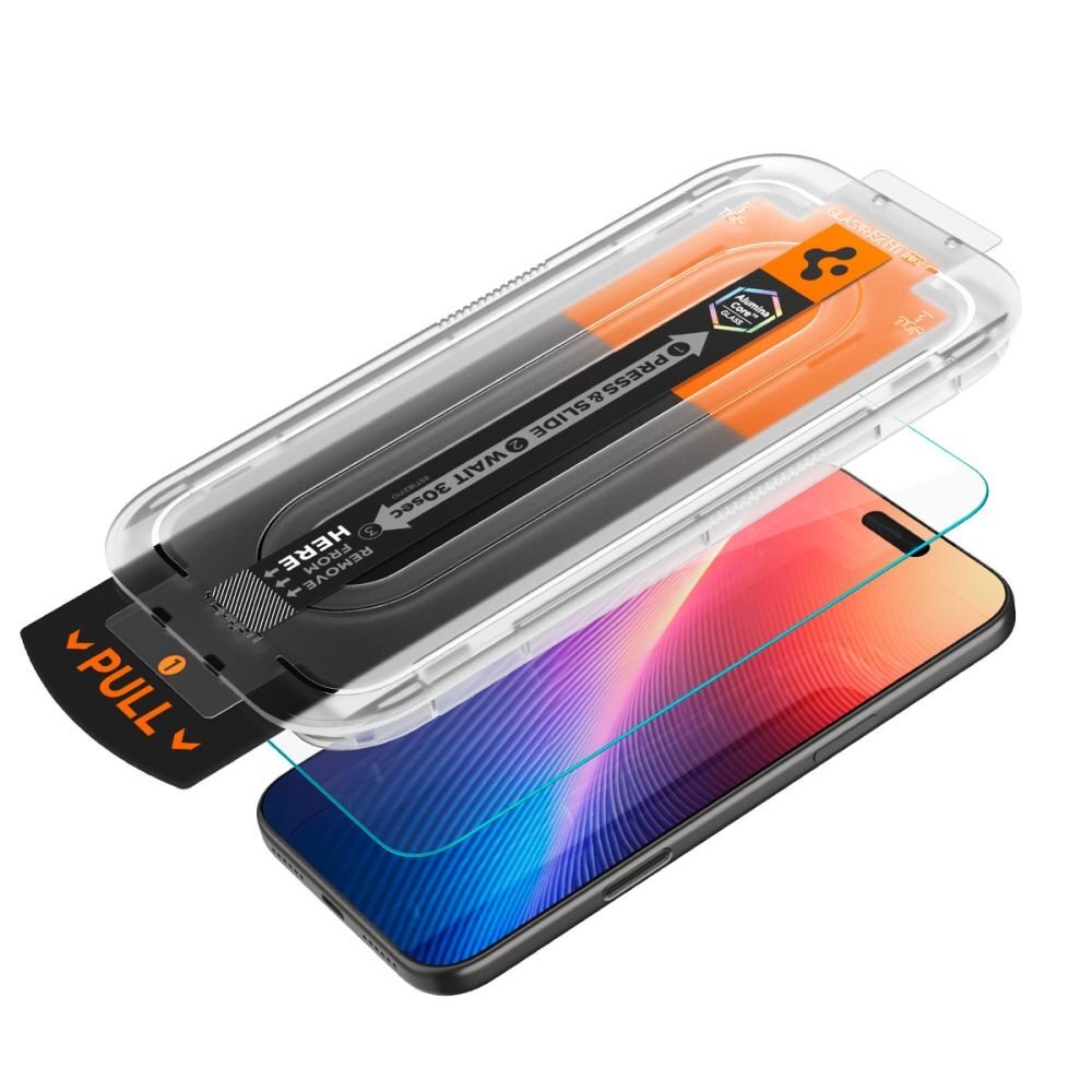 iPhone 16 Pro / 17 / 17 Pro Spigen Glas.TR EZ Fit Pro grūdintas stiklas – skaidrus 5 iPhone 16 Pro / 17 / 17 Pro Spigen Glas.TR EZ Fit Pro grūdintas stiklas – skaidrus 5