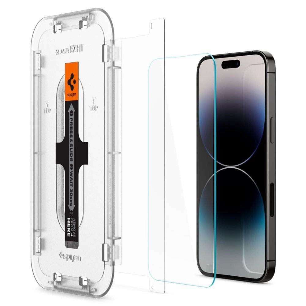 iPhone 14 Pro Max apsauginis stiklas Spigen Glas.tR EZ Fit – 2 vnt. 6 iPhone 14 Pro Max apsauginis stiklas Spigen Glas.tR EZ Fit – 2 vnt. 6
