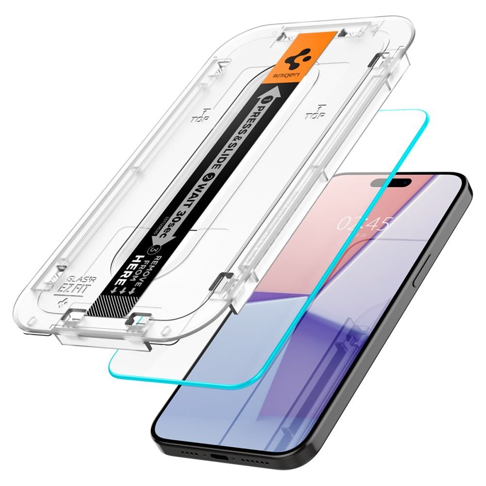 iPhone 15 Pro apsauginis stiklas Spigen Glas.tR EZ Fit – 2 vnt. 2 iPhone 15 Pro apsauginis stiklas Spigen Glas.tR EZ Fit – 2 vnt. 2