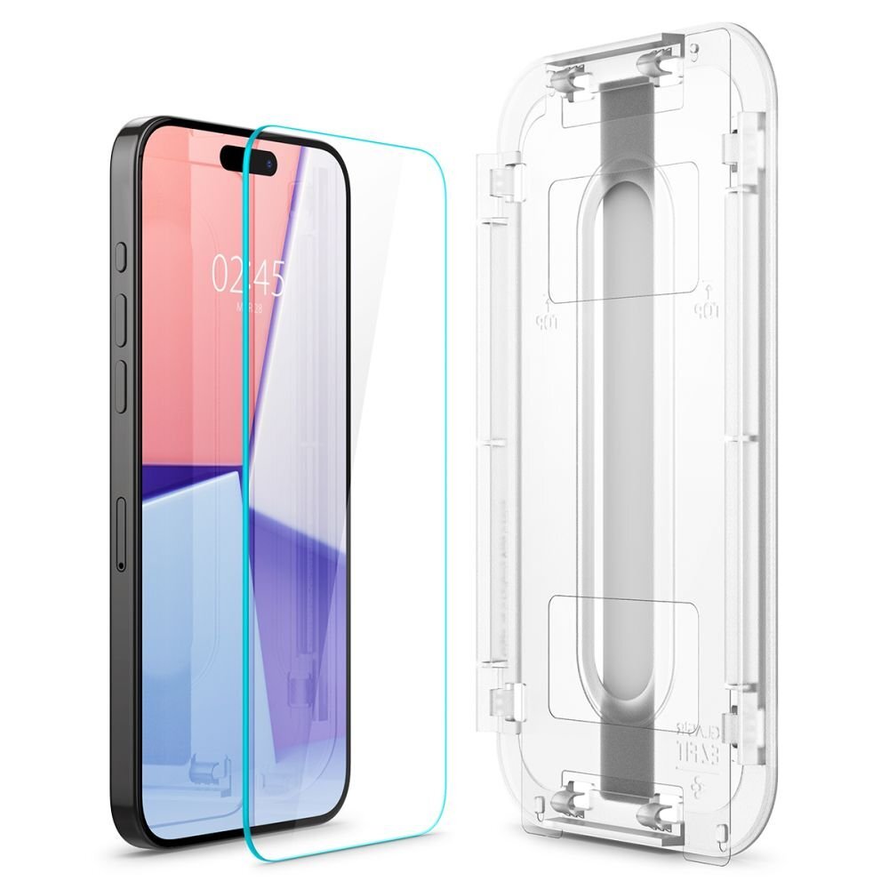 iPhone 15 Pro apsauginis stiklas Spigen Glas.tR EZ Fit – 2 vnt. 3 iPhone 15 Pro apsauginis stiklas Spigen Glas.tR EZ Fit – 2 vnt. 3