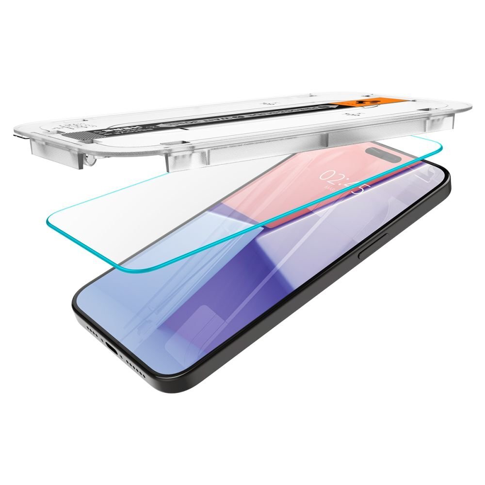 iPhone 15 Pro apsauginis stiklas Spigen Glas.tR EZ Fit – 2 vnt. 5 iPhone 15 Pro apsauginis stiklas Spigen Glas.tR EZ Fit – 2 vnt. 5