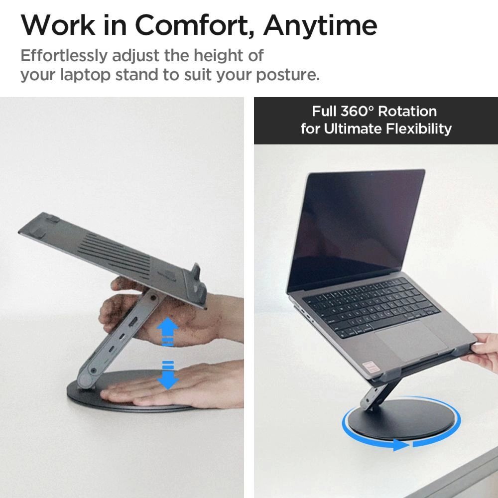 Stovas Spigen LD204H su integruotu Hub 6-in-1 – pilkas 5 Stovas Spigen LD204H su integruotu Hub 6-in-1 – pilkas 5