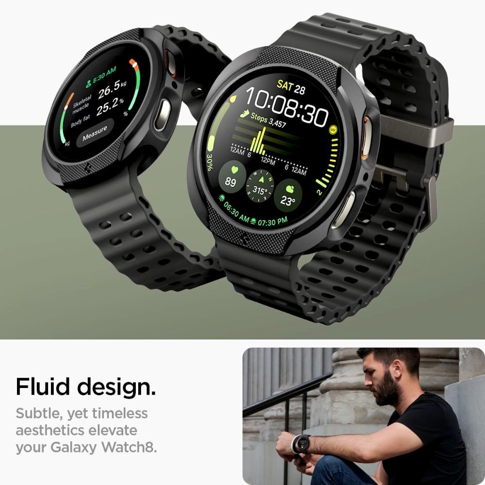 Samsung Galaxy Watch 8 40mm dėklas Spigen Liquid Air – matinės juodos spalvos 8 Samsung Galaxy Watch 8 40mm dėklas Spigen Liquid Air – matinės juodos spalvos 8